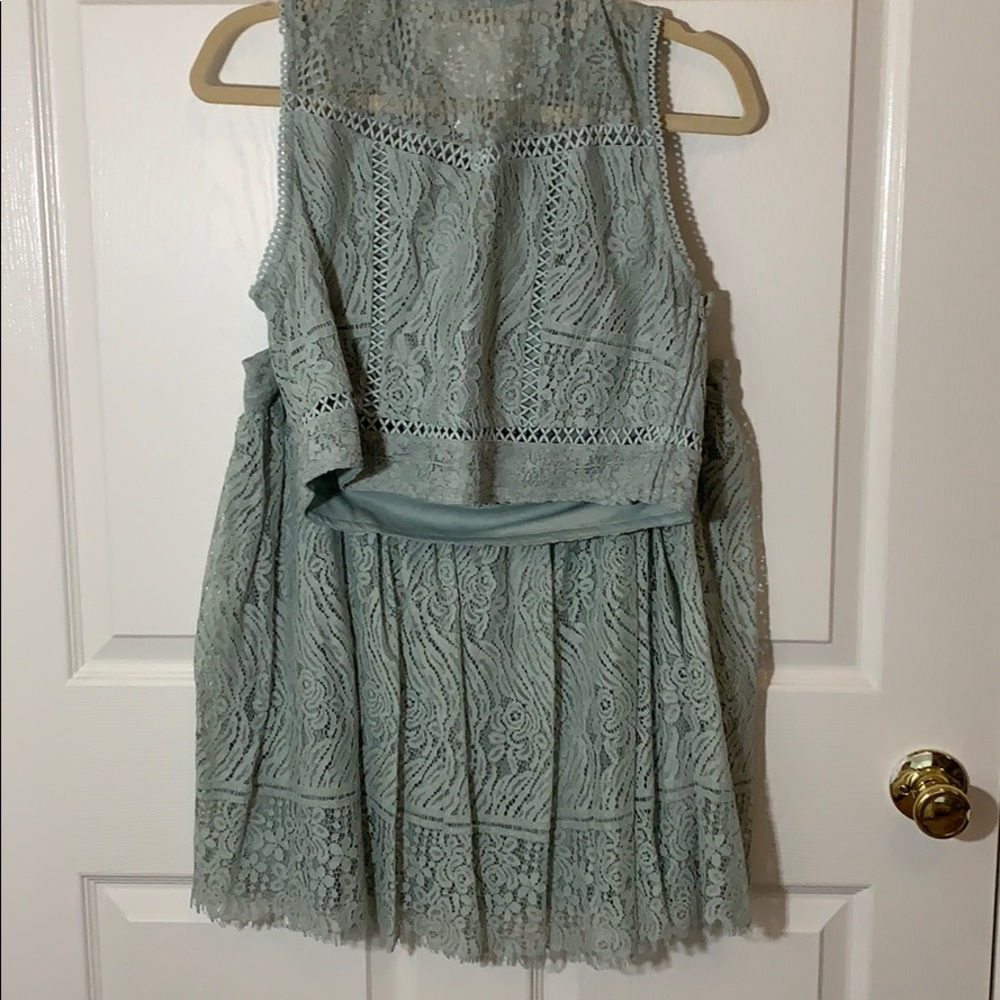 EUC Matching Top and Skirt Set in Mint Green